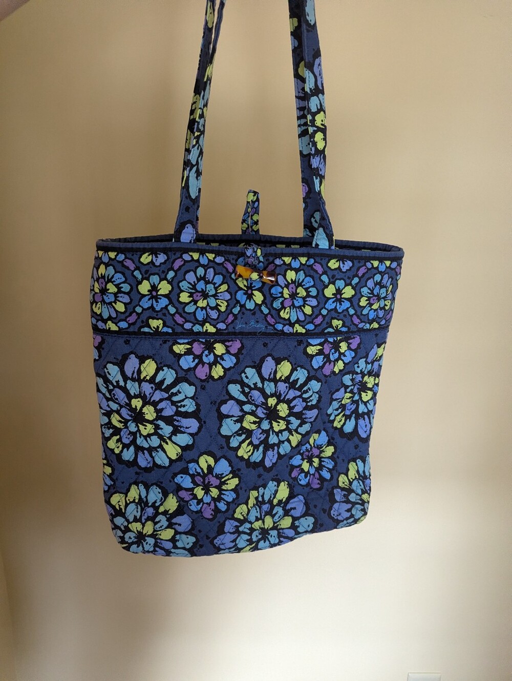 Vera Bradley (RETIRED PATTERN) Indigo Pop Blue Flower Tote Bag - RARE - Picture 4 of 7